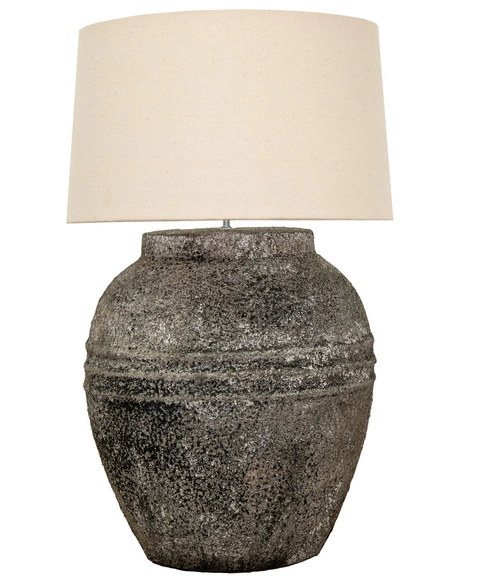 Maina Terracotta Table Lamp Base - Washed Grey Table Lamp Bisque Interiors Off White