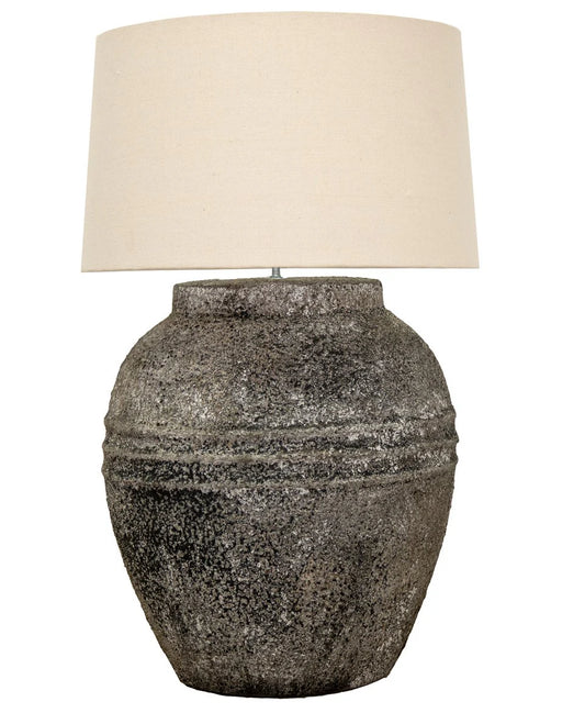 Maina Terracotta Table Lamp Base - Washed Grey Table Lamp Bisque Interiors Off White