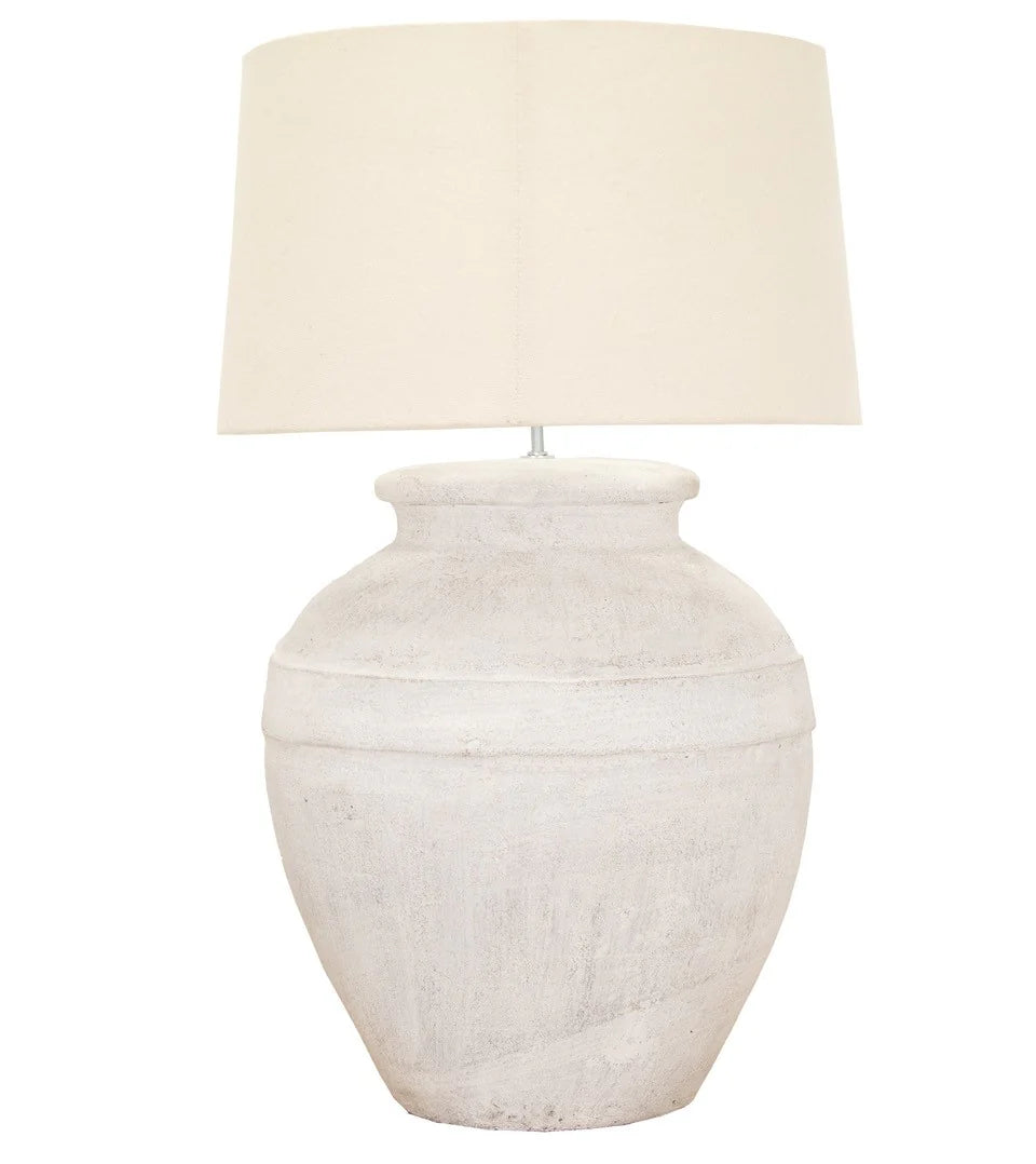Maina Terracotta Table Lamp Base - White Table Lamp Bisque Interiors Off White