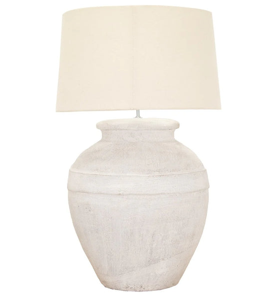 Maina Terracotta Table Lamp Base - White Table Lamp Bisque Interiors Off White