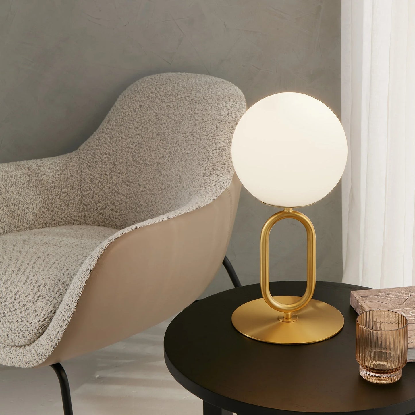 Margot Frosted Glass Desk Lamp - Satin Brass Desk Lamp Mayfield Lighting