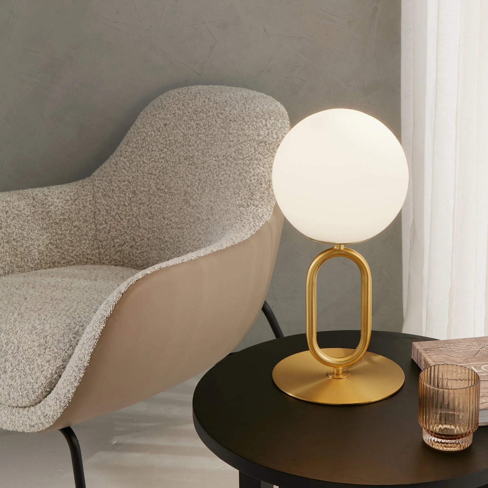 Margot Frosted Glass Desk Lamp - Satin Brass Desk Lamp Mayfield Lighting