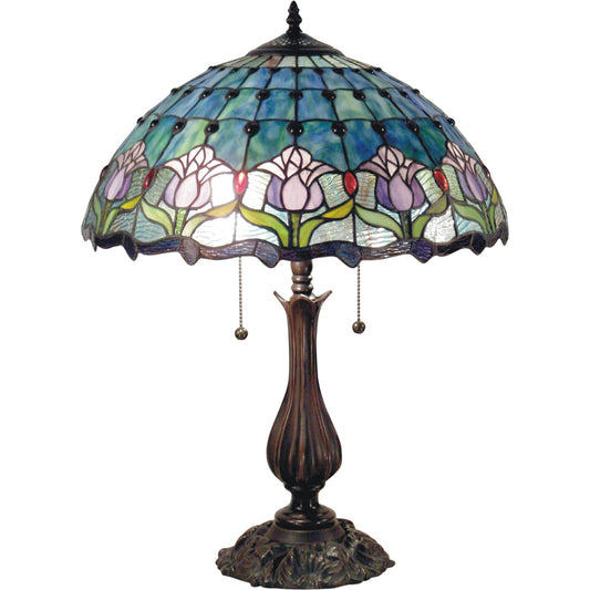 Mauve Tulip Stained Glass Table Lamp Table Lamp G&G Bros Large