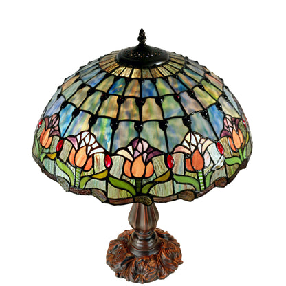 Mauve Tulip Stained Glass Table Lamp Table Lamp G&G Bros