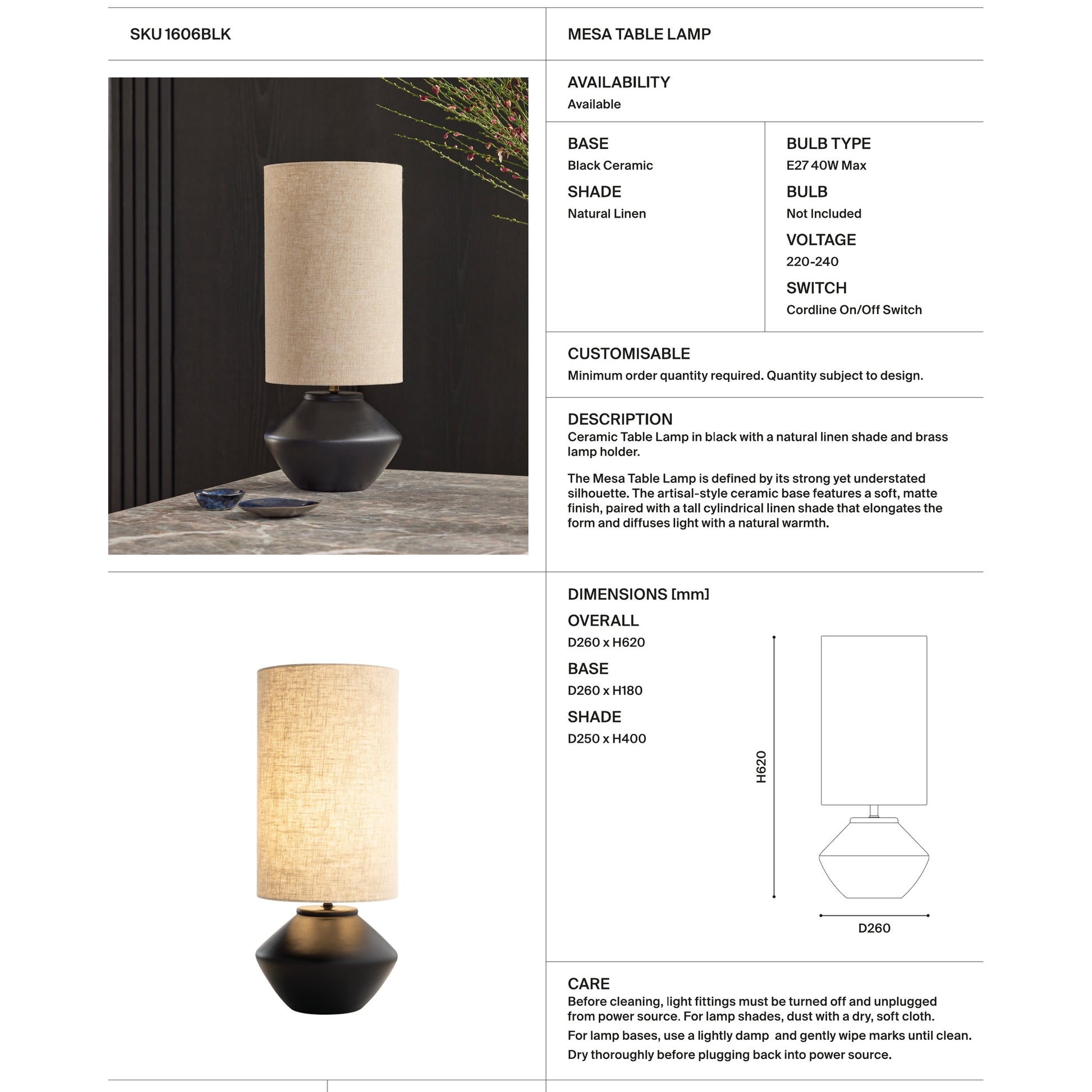 Mesa Ceramic Linen Table Lamp Table Lamp Mayfield Lighting