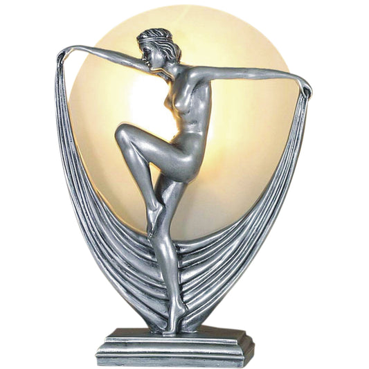 Mia Sculptural Art Deco Table Lamp Table Lamp G&G Bros Silver