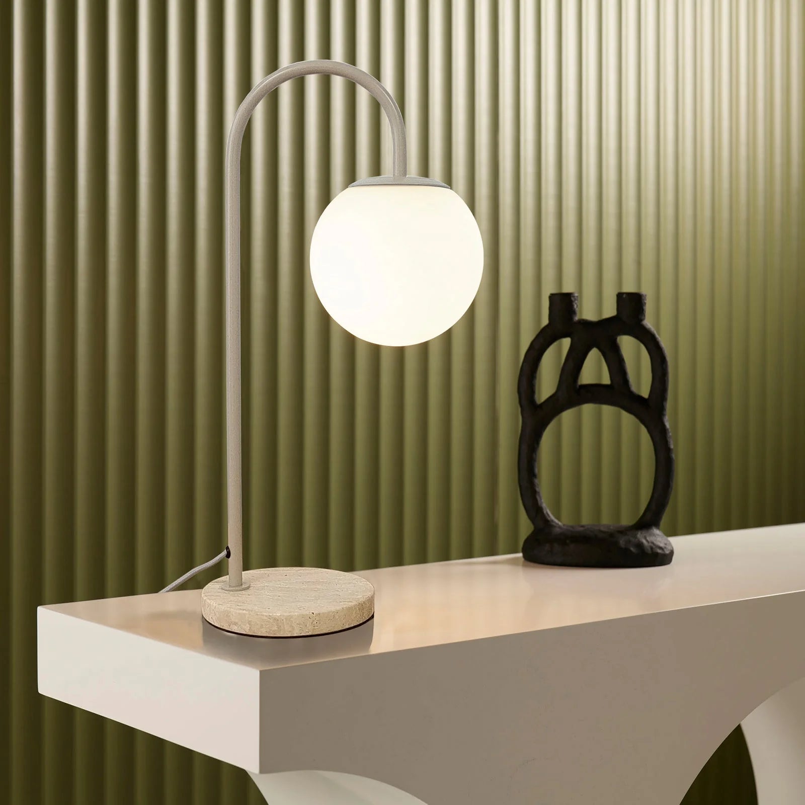 Mintu Angled Travertine Desk Lamp Desk Lamp Mayfield Lighting