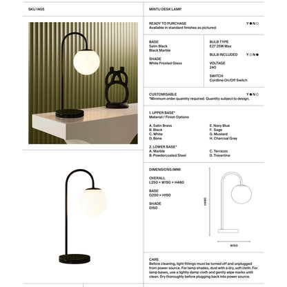 Mintu Angled Marble Desk Lamp Desk Lamp Mayfield Lighting