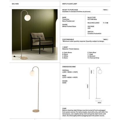 Mintu Spherical Glass Shade Floor Lamp Floor Lamp Mayfield Lighting