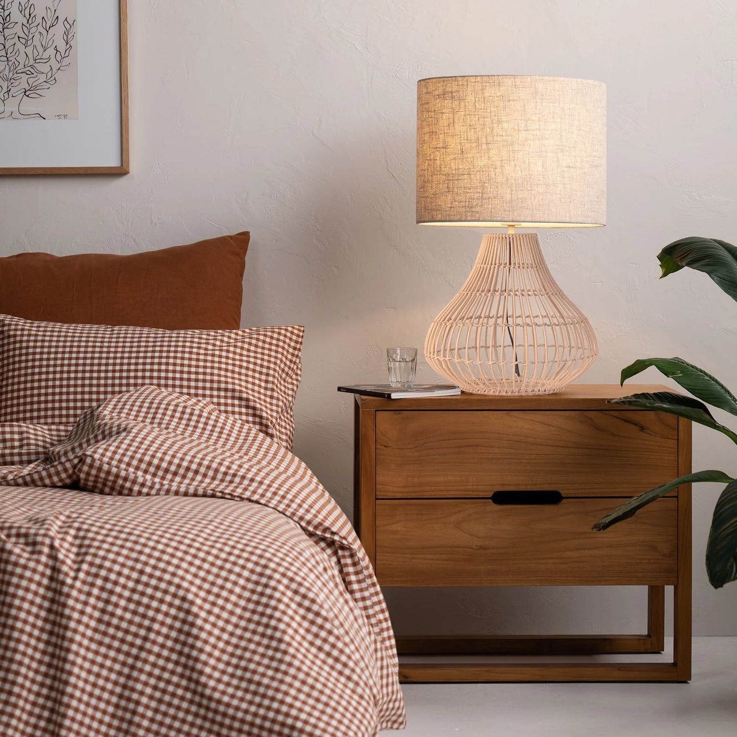 Mira Hand Woven Rattan Table Lamp - Natural Table Lamp Mayfield Lighting