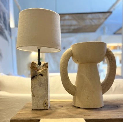 Miyanda Mountain Stone Table Lamp Table Lamp Bisque Interiors