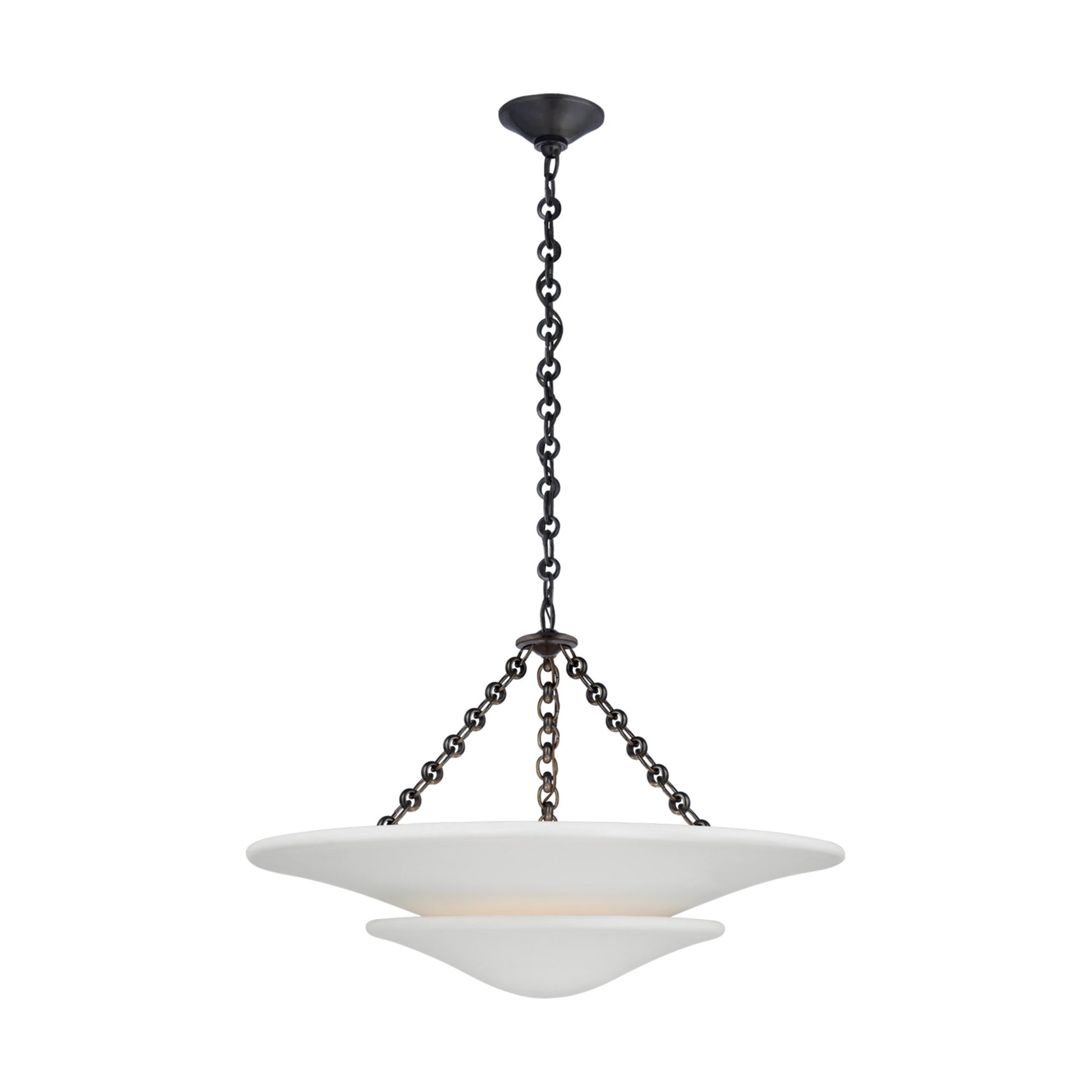 AERIN Mollino Medium Plaster White Tiered Chandelier Pendant Light Bloomingdales Lighting Bronze
