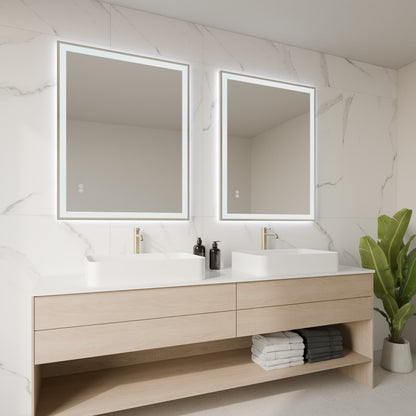 Nexus Framed Rectangular LED Bathroom Mirror Mirror Lumixe 900 x 700mm Brushed Gold Standard