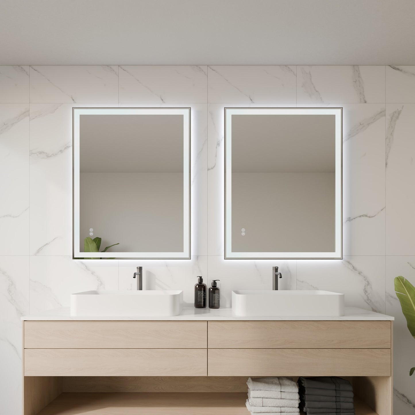 Nexus Framed Rectangular LED Bathroom Mirror Mirror Lumixe 900 x 700mm Black Standard