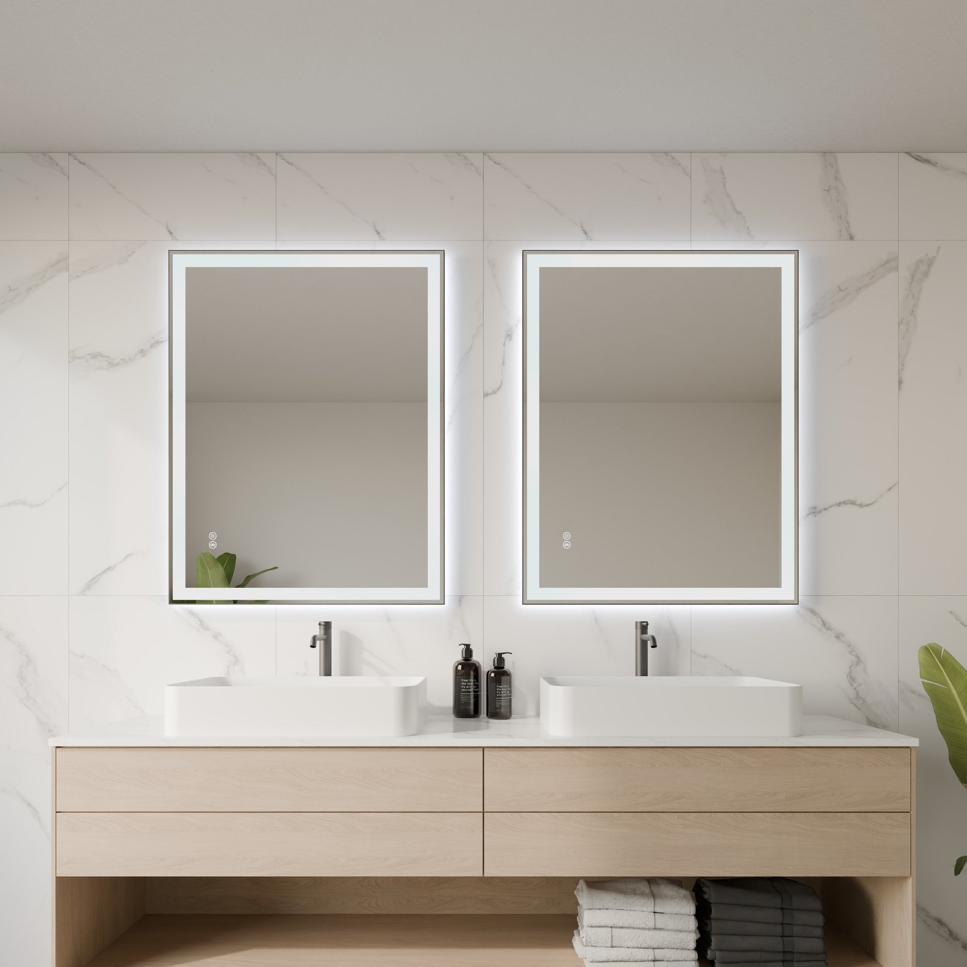 Nexus Framed Rectangular LED Bathroom Mirror Mirror Lumixe 900 x 700mm Black Standard