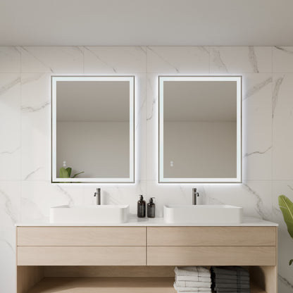 Nexus Framed Rectangular LED Bathroom Mirror Mirror Lumixe 900 x 700mm Black Standard