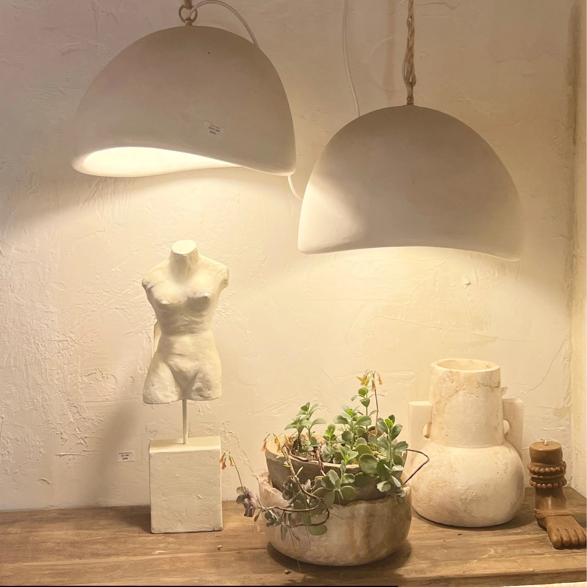 Omari White Concrete Pendant Light Pendant Light Bisque Interiors   