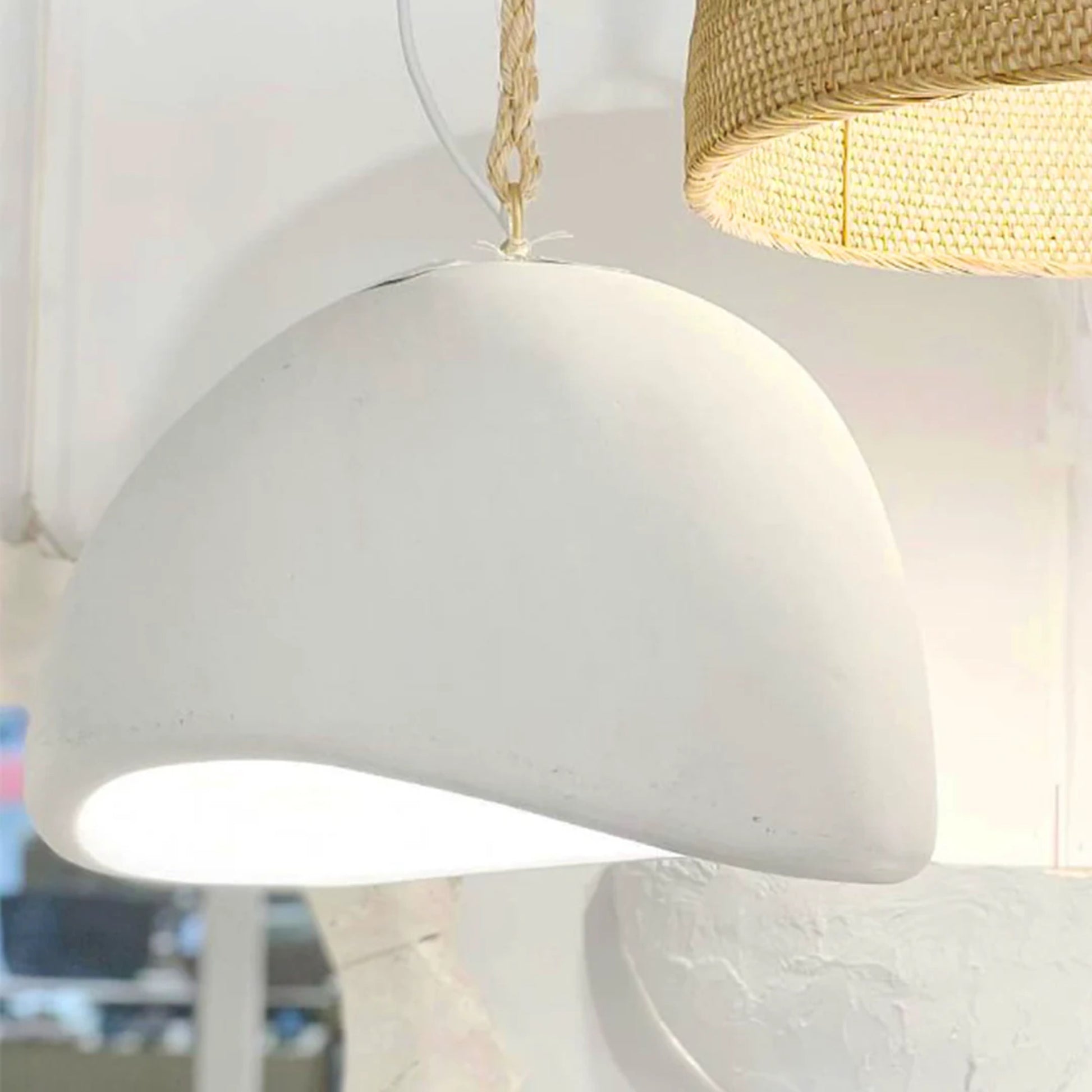Omari White Concrete Pendant Light Pendant Light Bisque Interiors   
