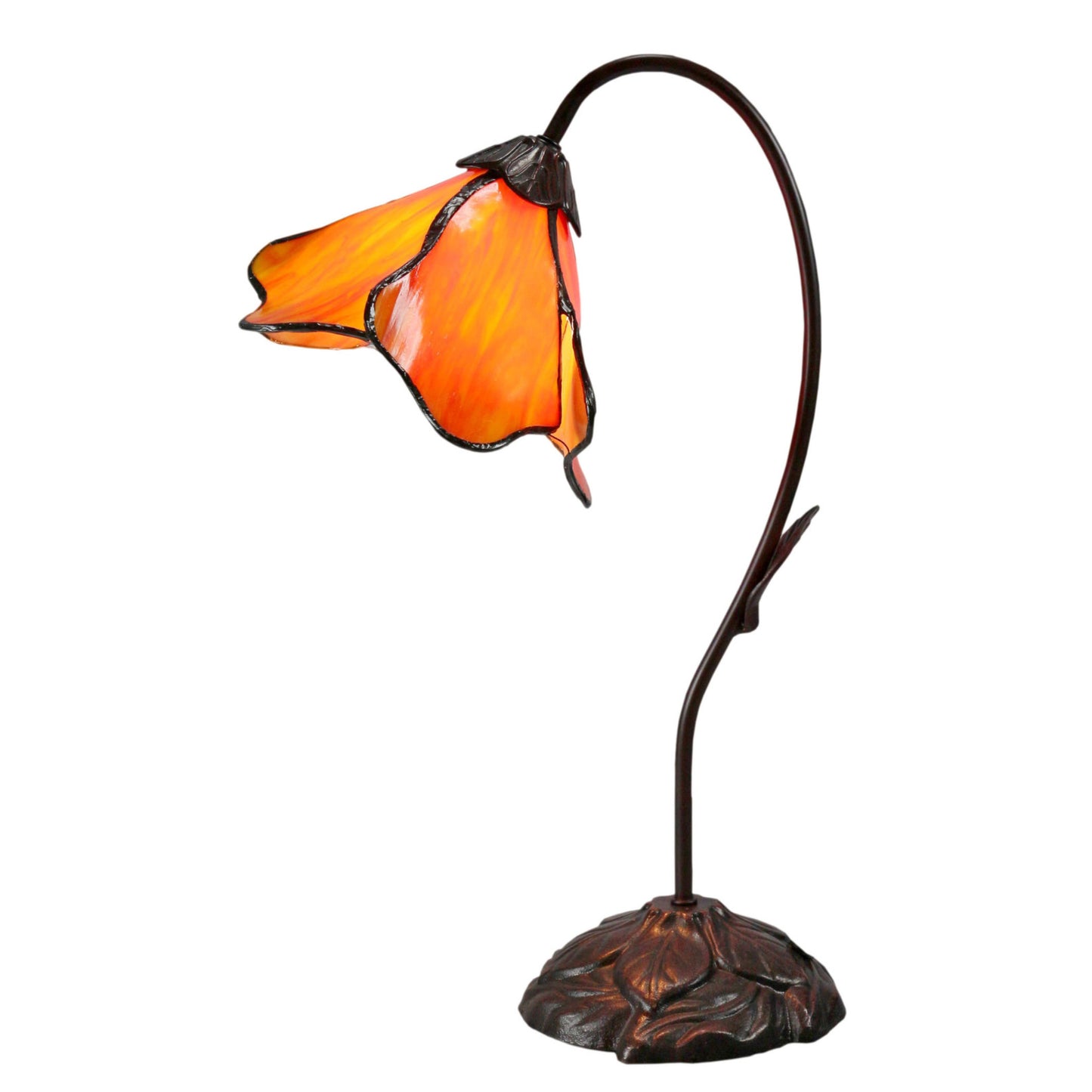Blue Single Lotus Tiffany Stained Glass Table Lamp Table Lamp G&G Bros Orange