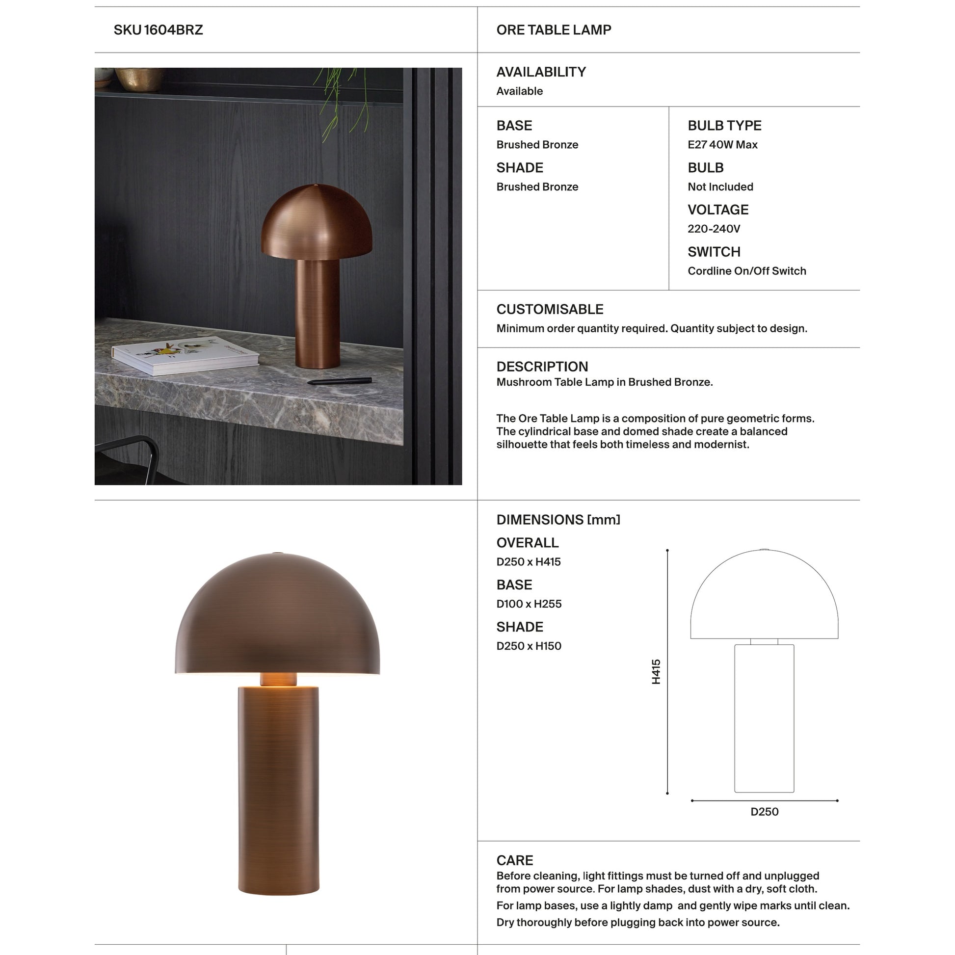 Ore Cylindrical Table Lamp Table Lamp Mayfield Lighting