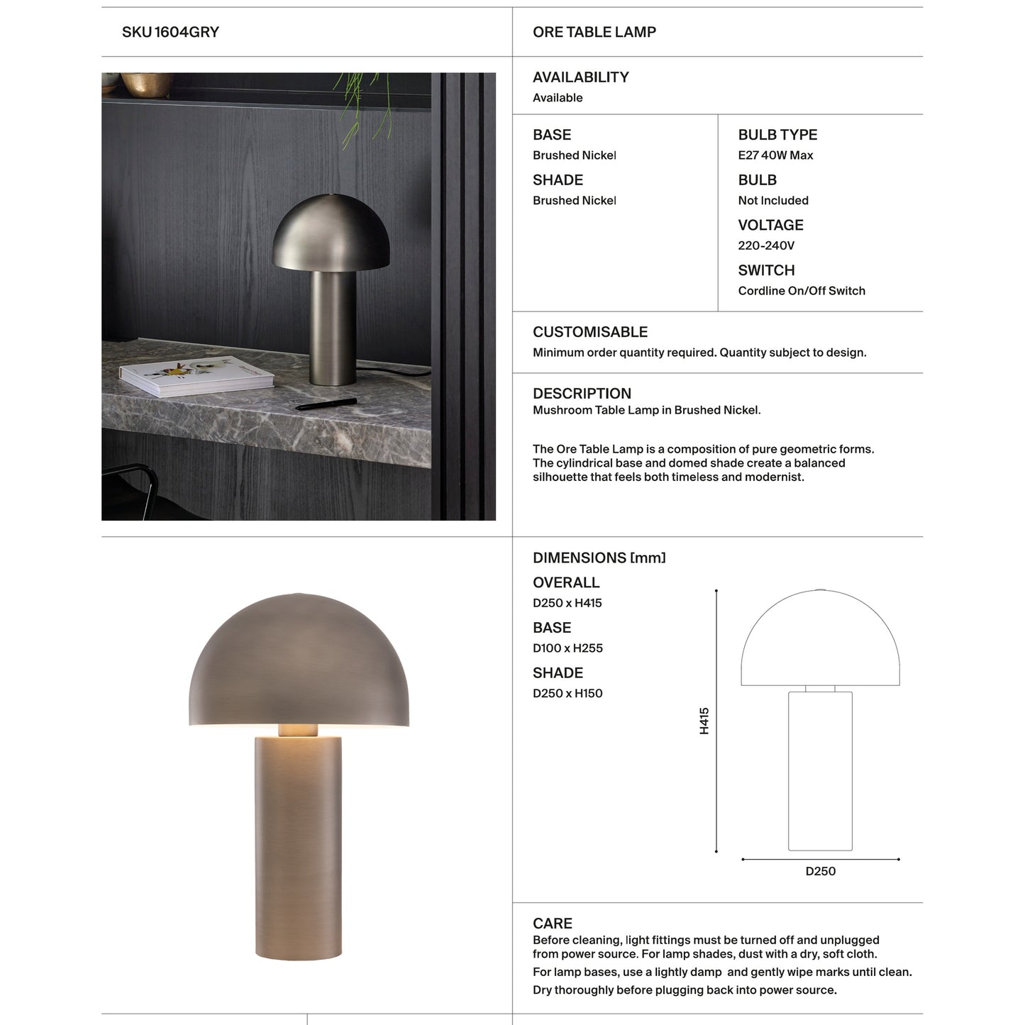 Ore Cylindrical Table Lamp Table Lamp Mayfield Lighting