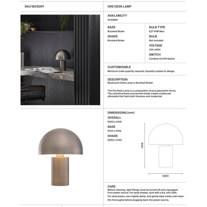 Ore Semi Dome Desk Lamp Desk Lamp Mayfield Lighting