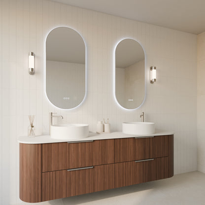 Orvis Framed Oval LED Bathroom Mirror Mirror Lumixe 1200 x 550mm Brushed Nickel Bluetooth