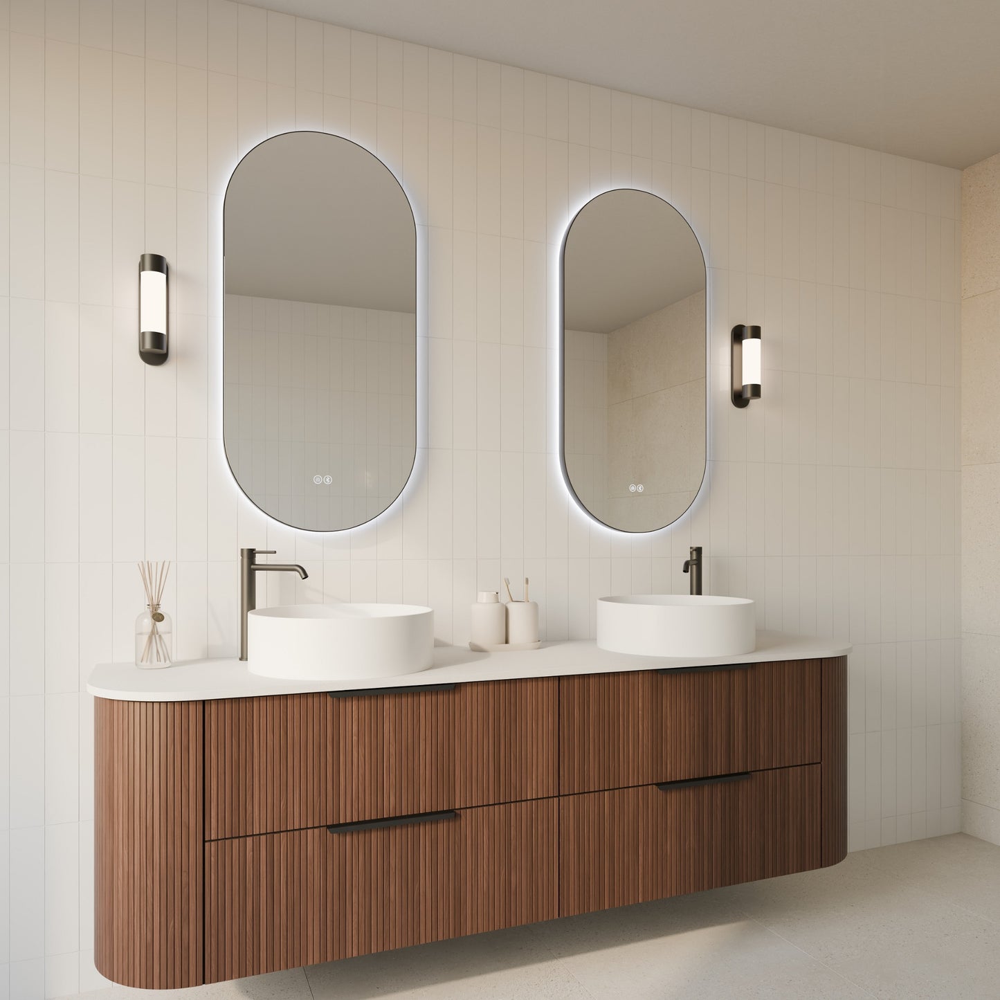 Orvis Framed Oval LED Bathroom Mirror Mirror Lumixe 1200 x 550mm Black Standard