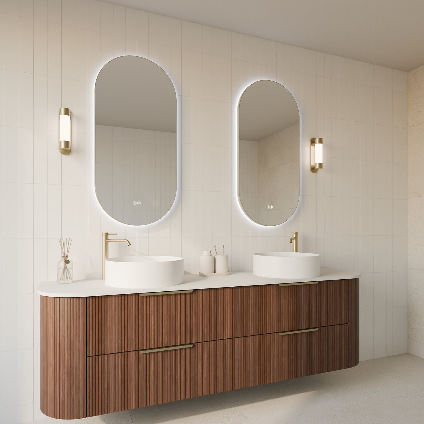 Orvis Framed Oval LED Bathroom Mirror Mirror Lumixe 900 x 450mm Brushed Gold Standard