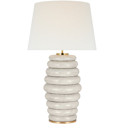 Kelly Wearstler Phoebe Stacked Linen Table Lamp - Antique White Table Lamp Bloomingdales Lighting Antique White Extra Large 