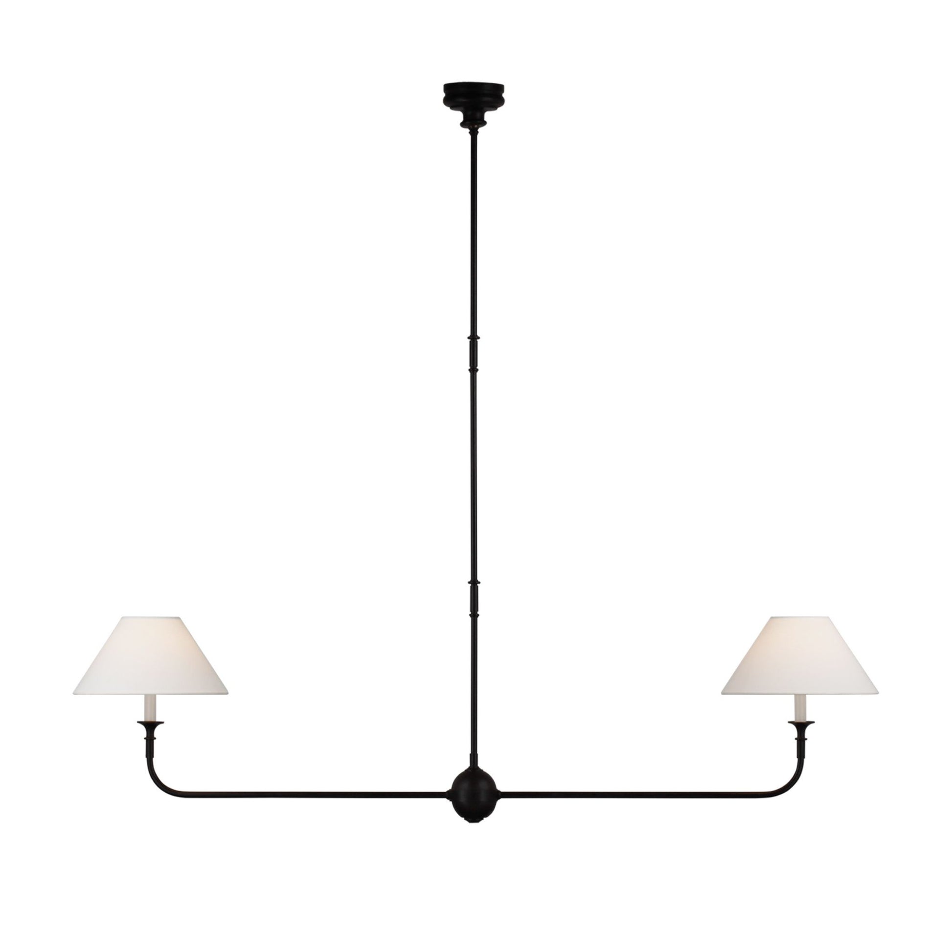 Thomas O'Brien Piaf Large Two-Light Linear Pendant Light - Plaster White Pendant Light Bloomingdales Lighting Aged Iron  