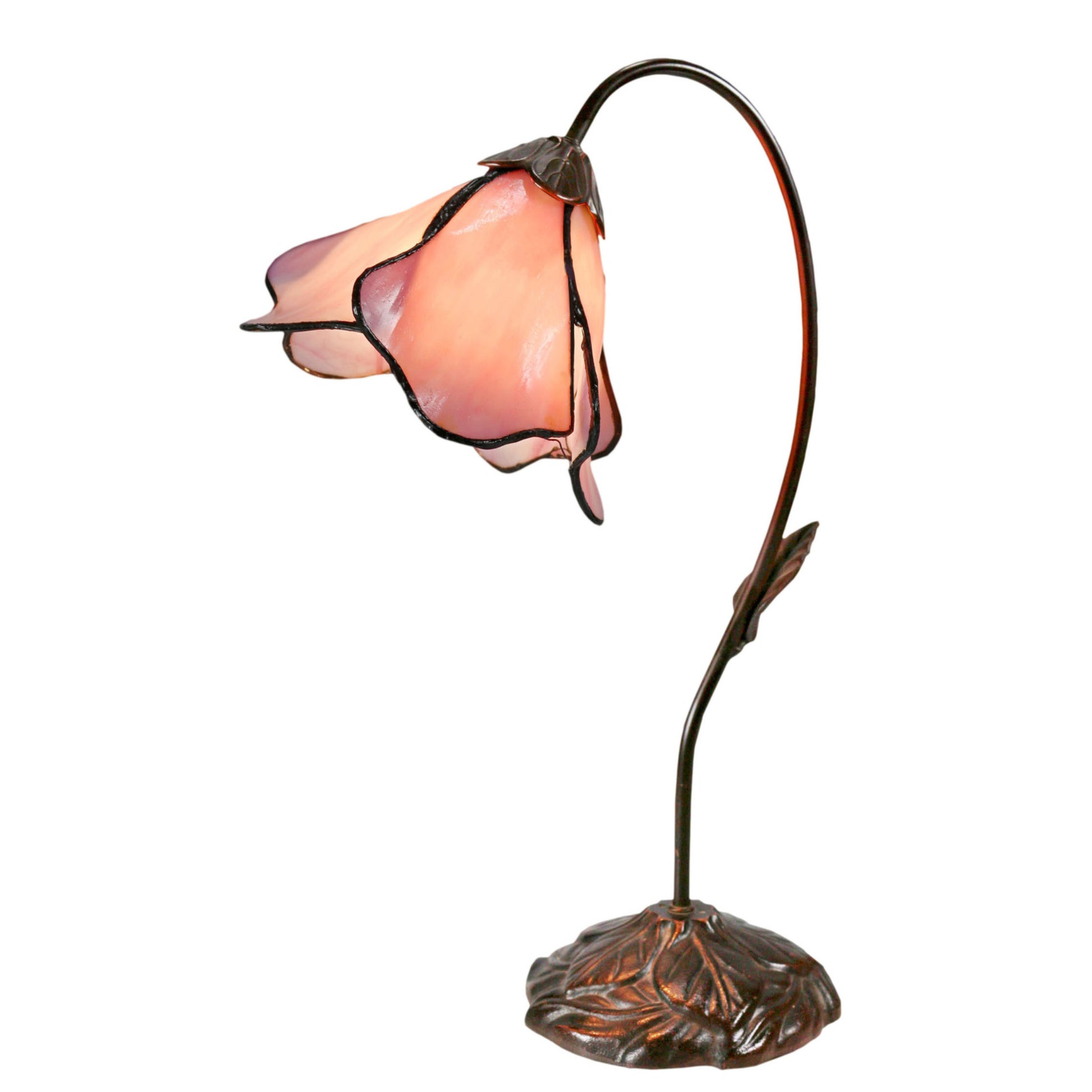 Pink Single Lotus Tiffany Stained Glass Table Lamp Table Lamp G&G Bros