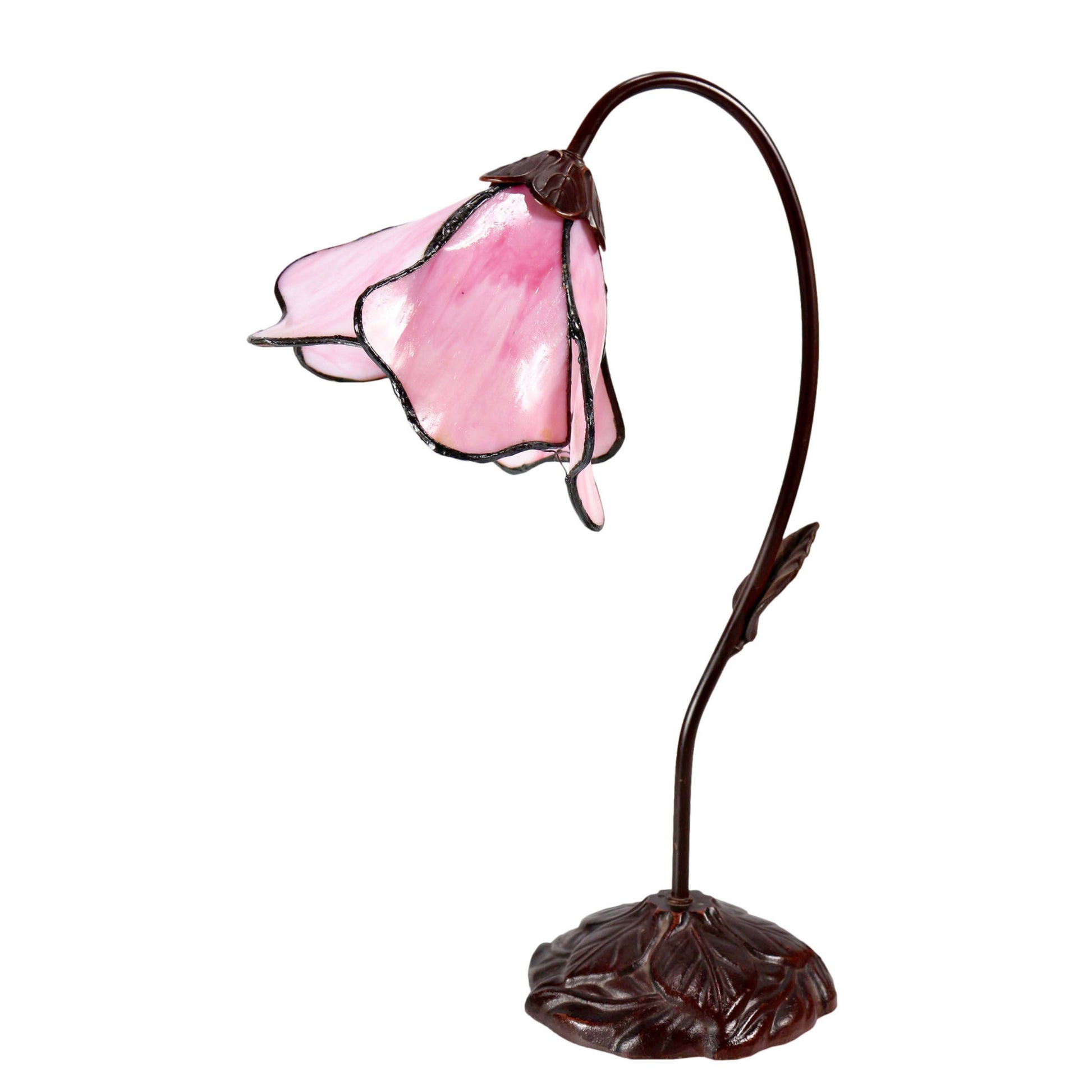 Green Single Lotus Tiffany Stained Glass Table Lamp Table Lamp G&G Bros Pink