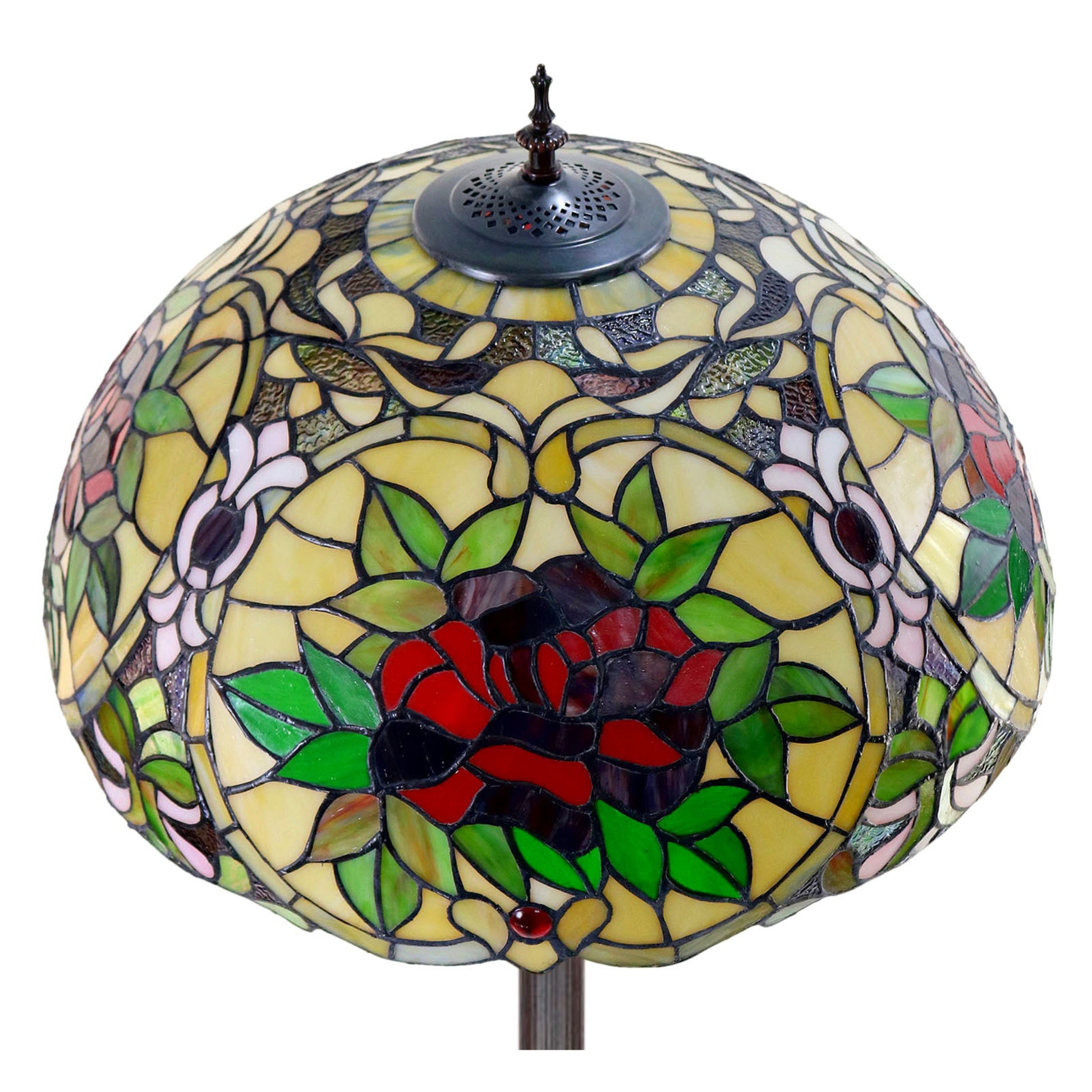 Red Camellia Stained Glass Floor Lamp Floor Lamp G&G Bros
