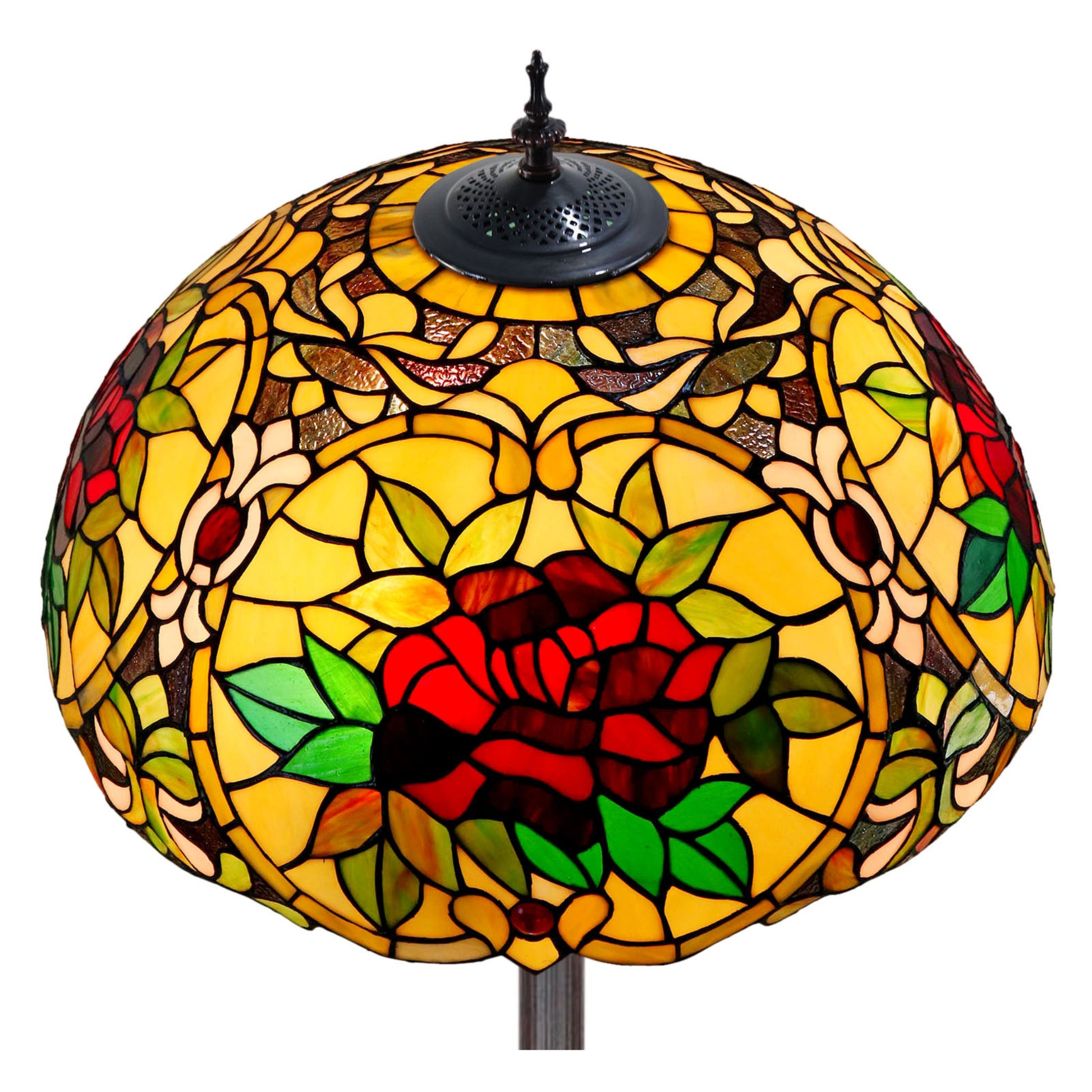 Red Camellia Stained Glass Floor Lamp Floor Lamp G&G Bros
