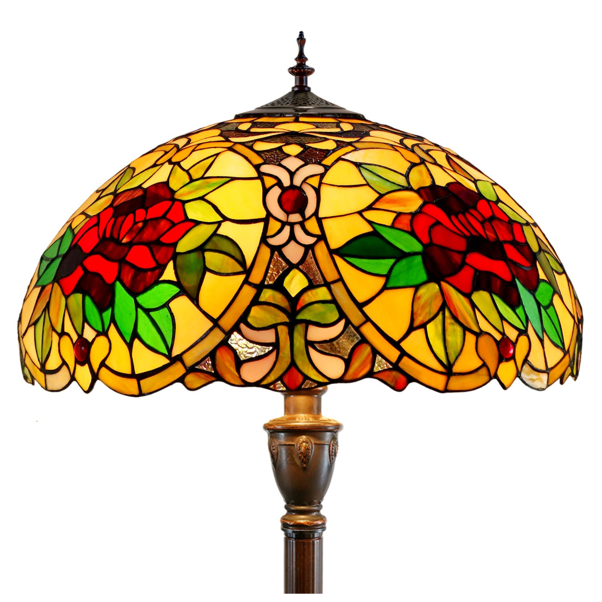 Red Camellia Stained Glass Floor Lamp Floor Lamp G&G Bros