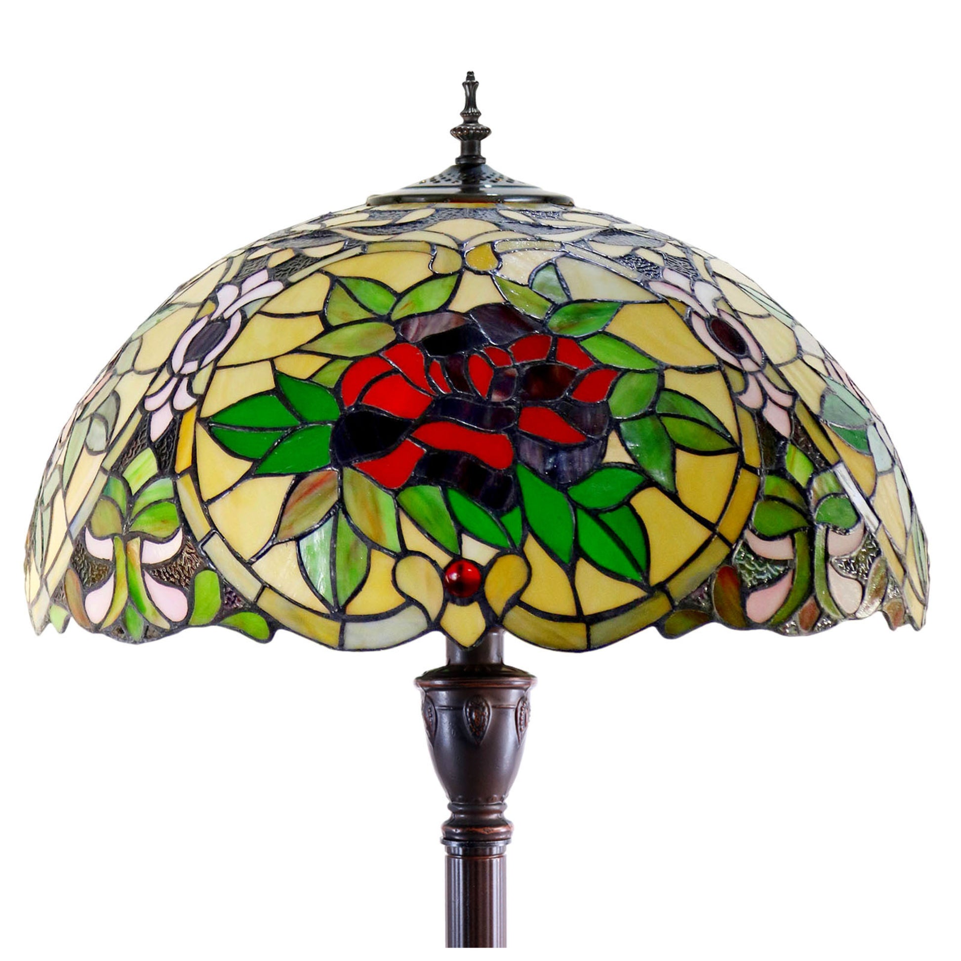 Red Camellia Stained Glass Floor Lamp Floor Lamp G&G Bros