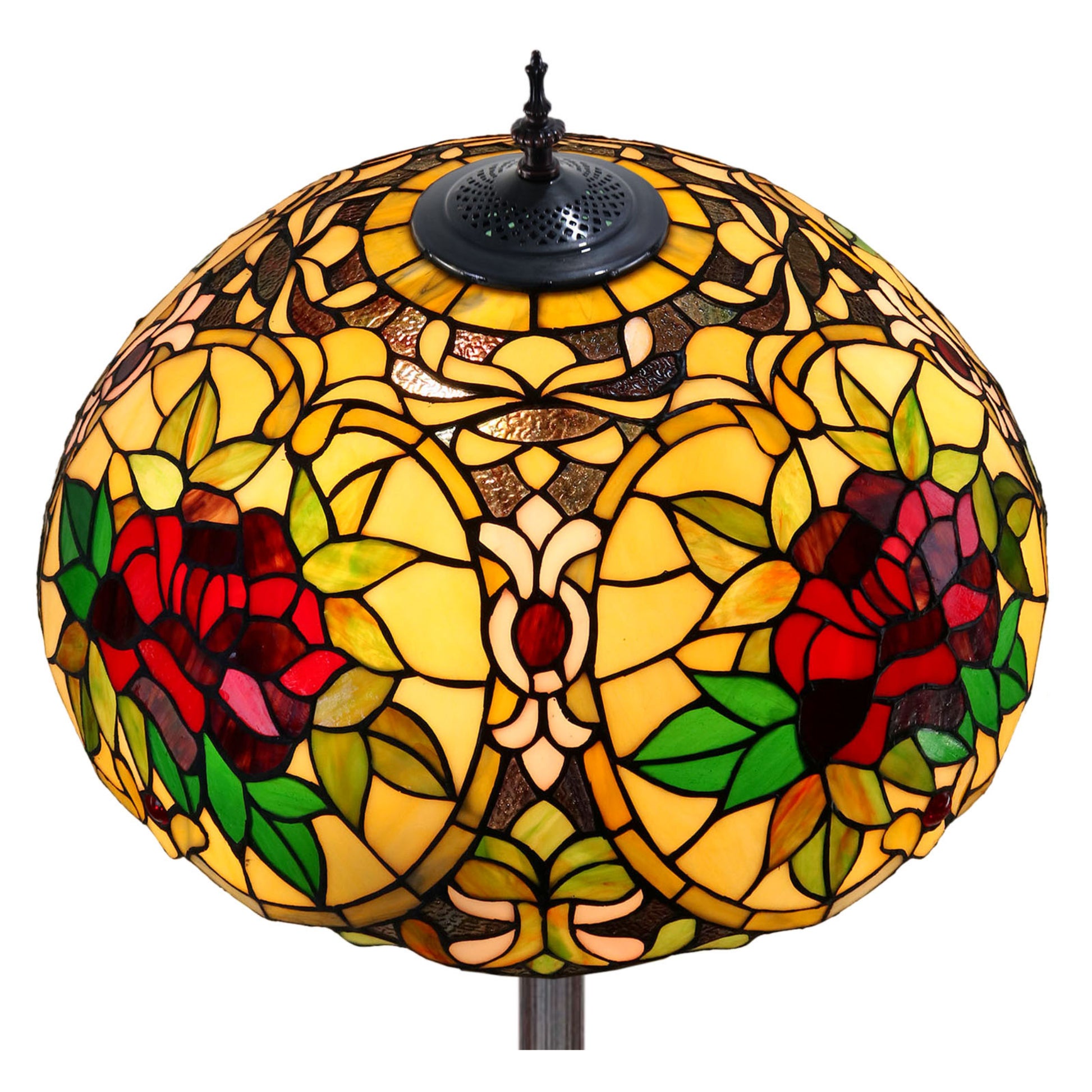 Red Camellia Stained Glass Floor Lamp Floor Lamp G&G Bros