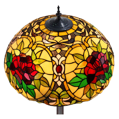 Red Camellia Stained Glass Floor Lamp Floor Lamp G&G Bros