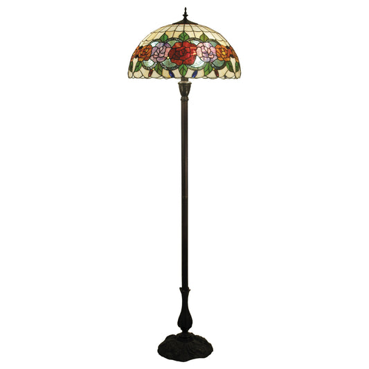 Red Rose Stained Glass Floor Lamp Floor Lamp G&G Bros