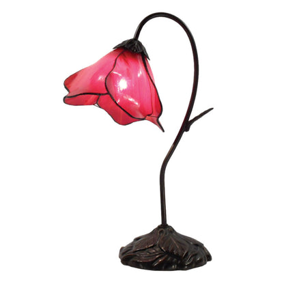 Red Single Lotus Tiffany Stained Glass Table Lamp Table Lamp G&G Bros