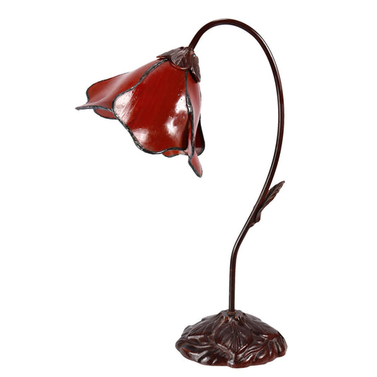 Red Single Lotus Tiffany Stained Glass Table Lamp Table Lamp G&G Bros Red