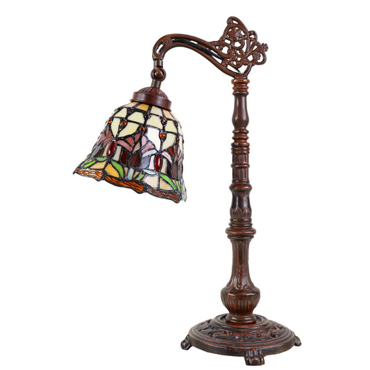 Red Tulip Edwardian Stained Glass Table Lamp Table Lamp G&G Bros