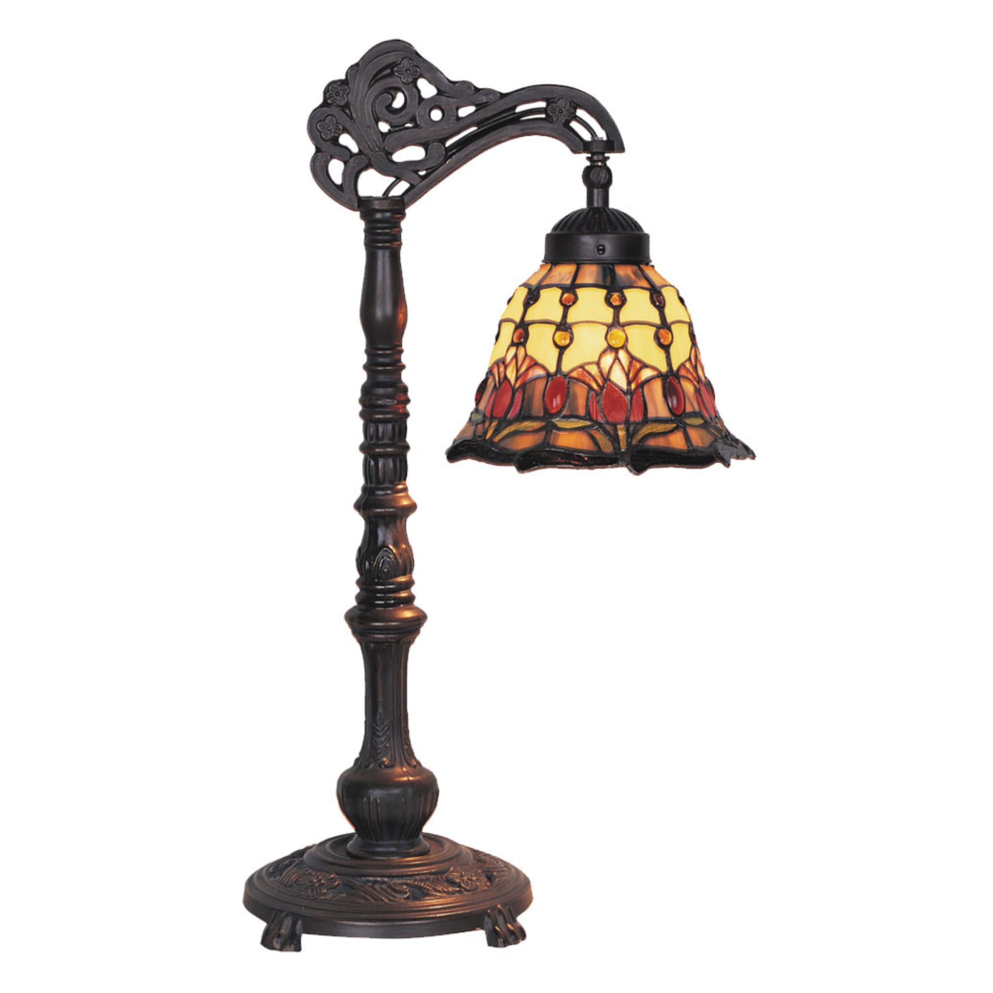 Red Tulip Edwardian Stained Glass Table Lamp Table Lamp G&G Bros