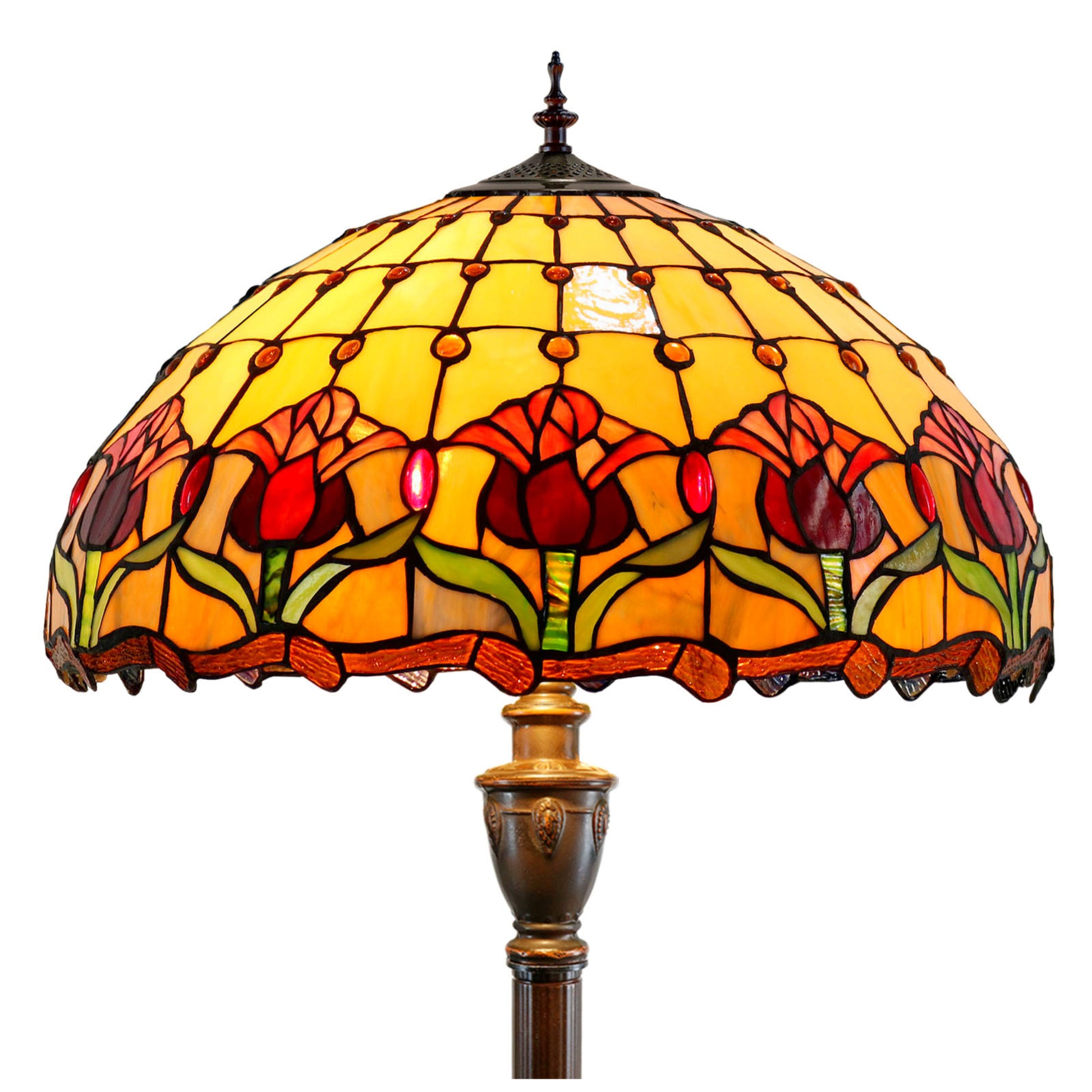 Red Tulip Stained Glass Floor Lamp Floor Lamp G&G Bros