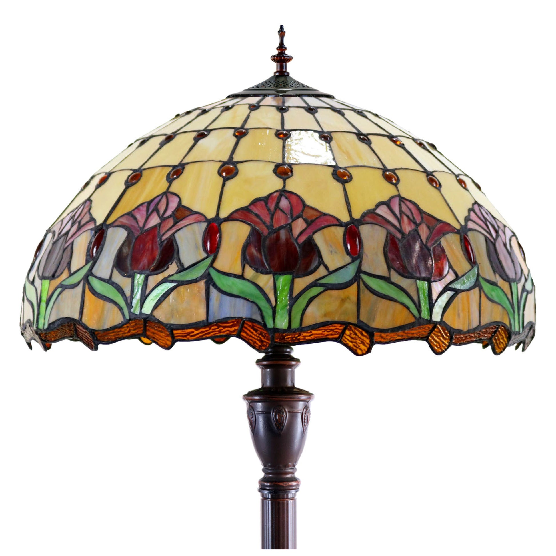 Red Tulip Stained Glass Floor Lamp Floor Lamp G&G Bros