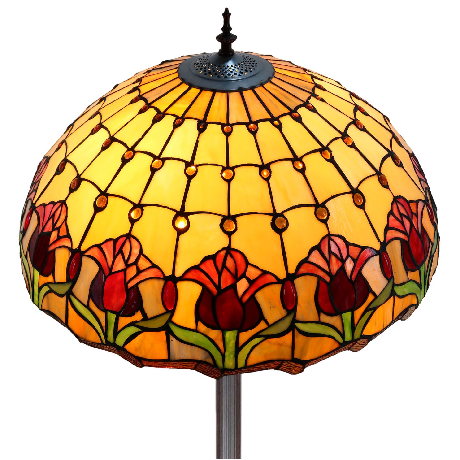 Red Tulip Stained Glass Floor Lamp Floor Lamp G&G Bros