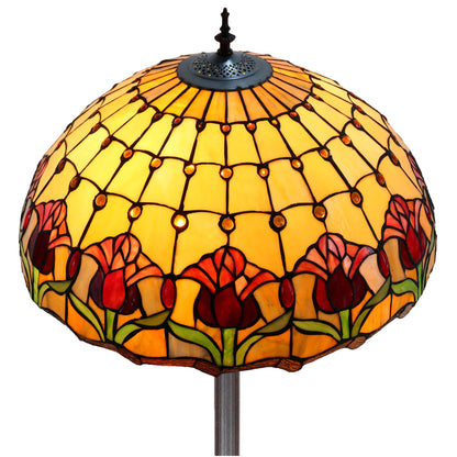 Red Tulip Stained Glass Floor Lamp Floor Lamp G&G Bros