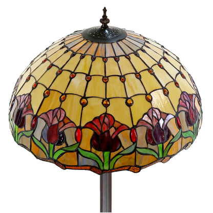 Red Tulip Stained Glass Floor Lamp Floor Lamp G&G Bros