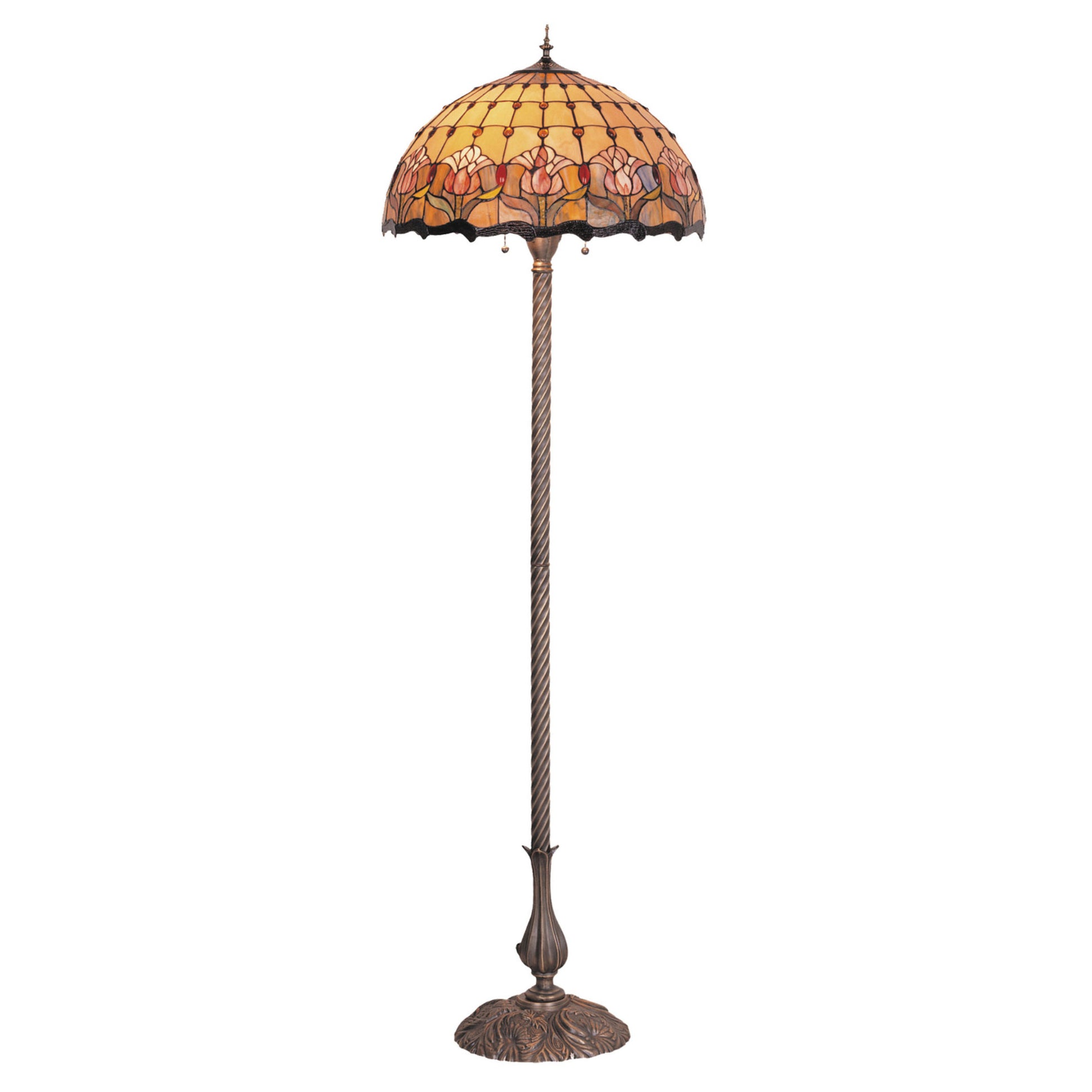 Red Tulip Stained Glass Floor Lamp Floor Lamp G&G Bros